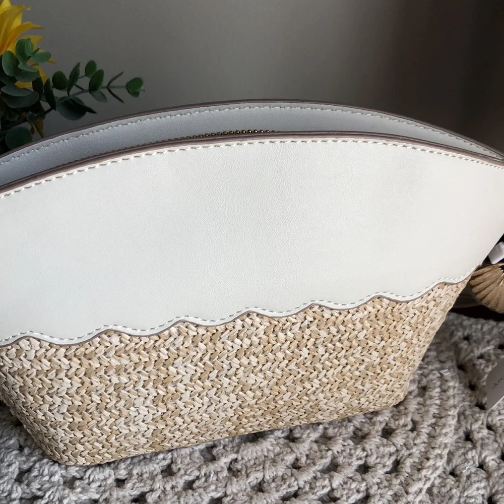 Nanette Lepore Cream and Natural Straw Wristlet Clutch